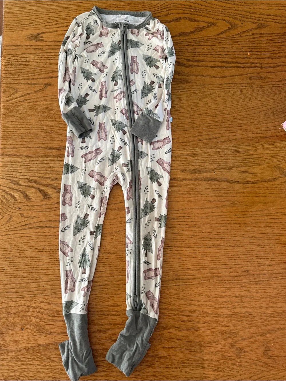 Posh Peanut Pink Bear & Green Tree Sleep Sack with Gray Trim